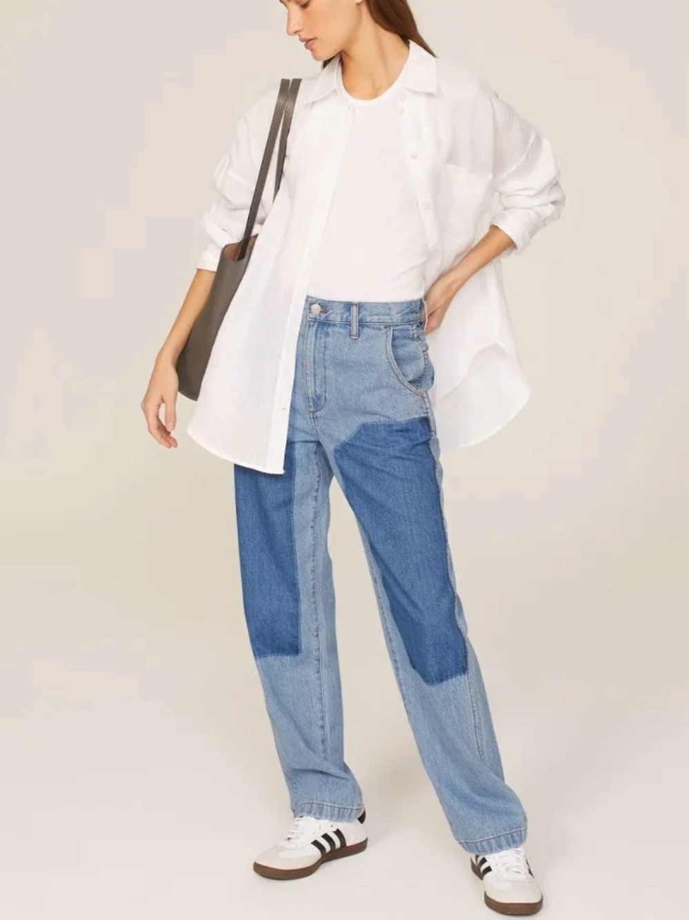 Madewell Perfect Vintage Two-Tone Straight Carpenter Jeans 28